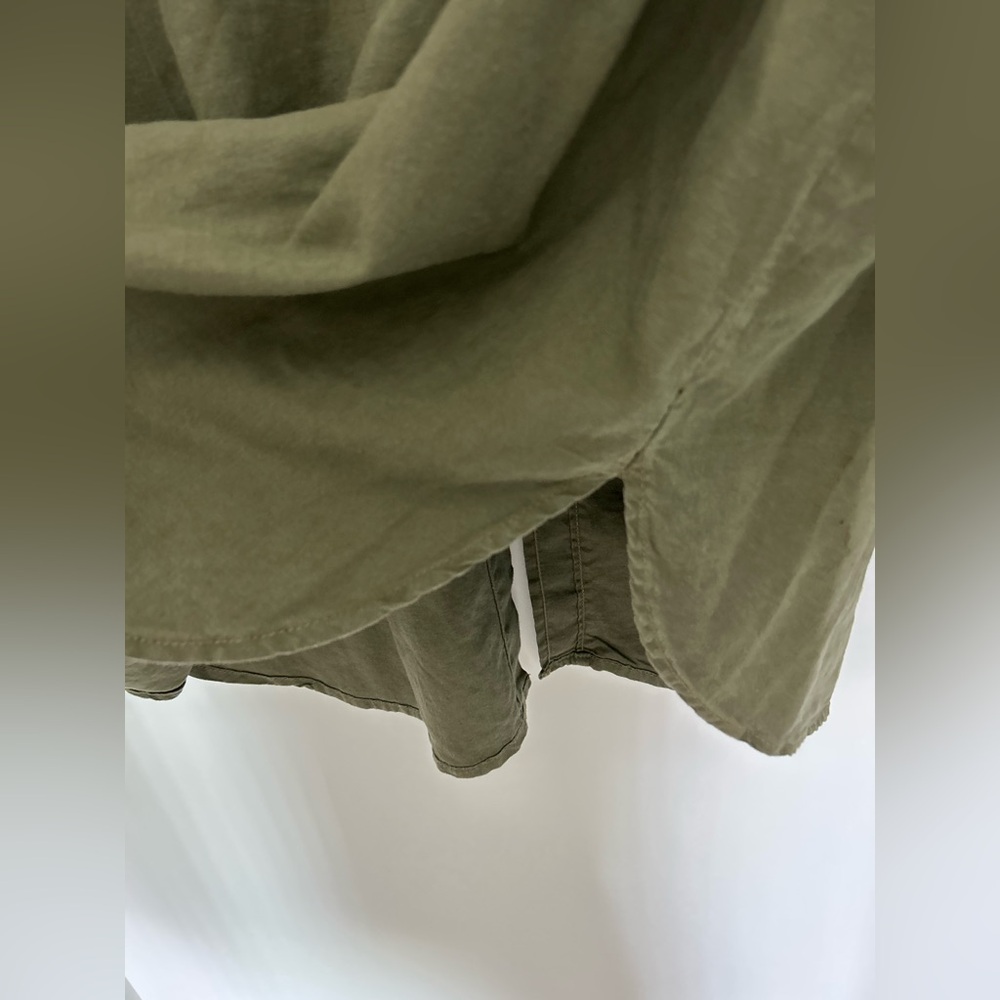 Suko oversized linen blend green button down shirt - Picture 6 of 6